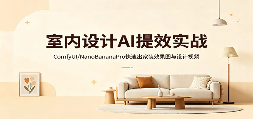 室内设计AI提效实战：ComfyUI/NanoBananaPro快速出家装效果图与设计视频-梦帆创业网