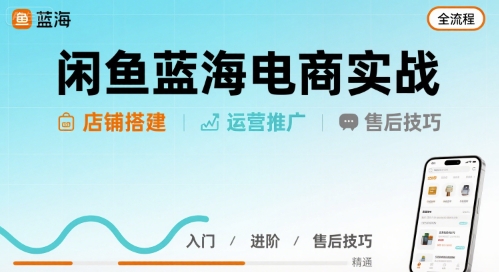 闲鱼蓝海电商实战，店铺搭建运营售后全流程-梦帆创业网