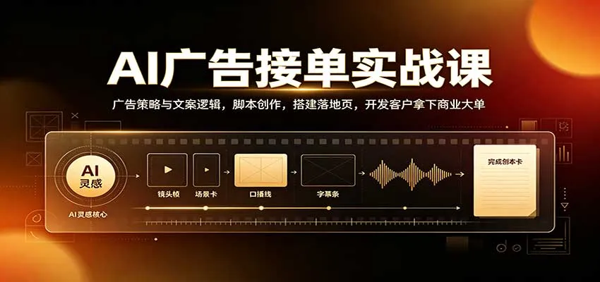 AI广告接单实战：广告策略与文案逻辑，脚本创作，搭建落地页，开发客户拿下商业大单-梦帆创业网