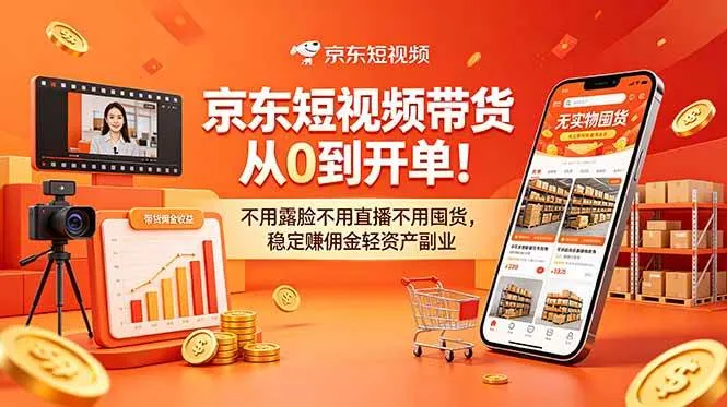 （18895期）京东短视频带货从0到开单！不用露脸不用直播不用囤货，稳定赚佣金轻资产副业-梦帆创业网