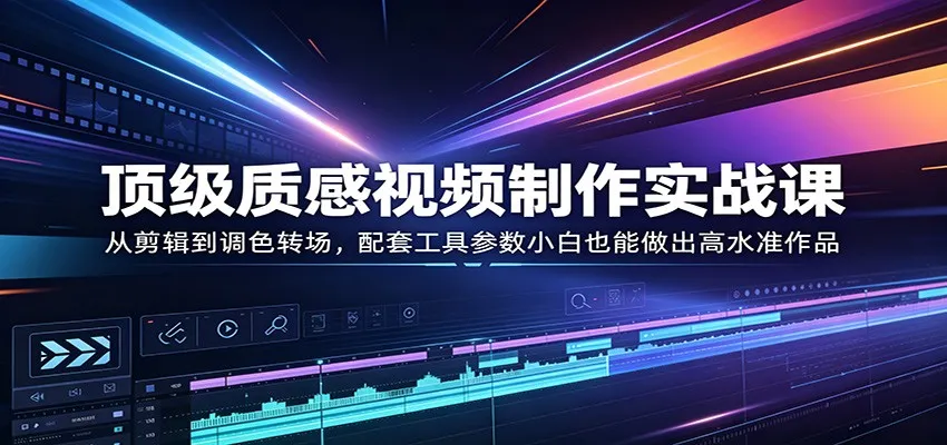 顶级质感视频制作实战课：从剪辑到调色转场，配套工具参数小白也能做出高水准作品-梦帆创业网