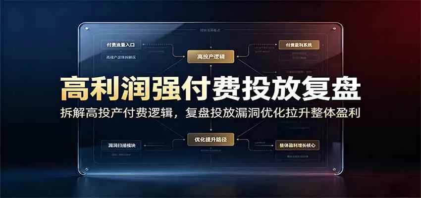 高利润强付费投放复盘：拆解高投产付费逻辑，复盘投放漏洞优化拉升整体盈利-梦帆创业网