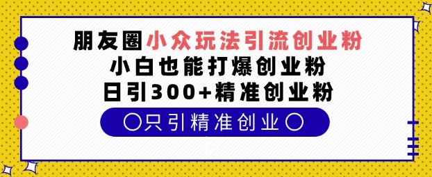 朋友圈小众玩法引流创业粉，小白也能打爆创业粉，日引300+精准创业粉【揭秘】-梦帆创业网