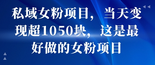 私域女粉项目，当天变现超1k，这是最好做的女粉项目，可放大操作-梦帆创业网
