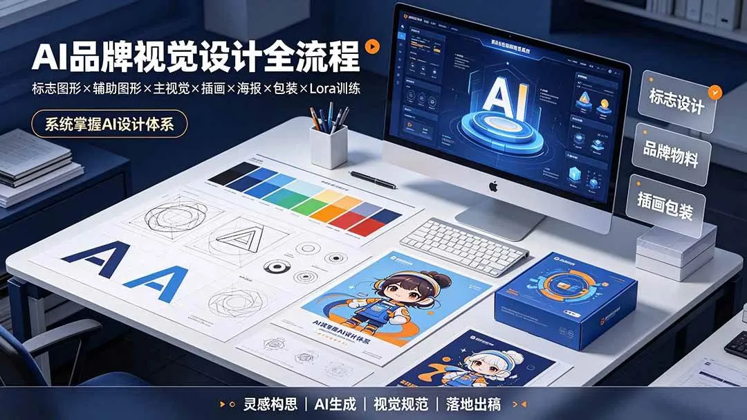 （19372期）AI品牌视觉设计全流程：标志图形×辅助图形×主视觉×插画×海报×包装×Lora训练，系统掌握AI设计体系-梦帆创业网