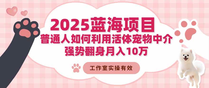 （16489期）2025蓝海项目：普通人如何利用活体宠物中介，强势翻身月入10万-梦帆创业网