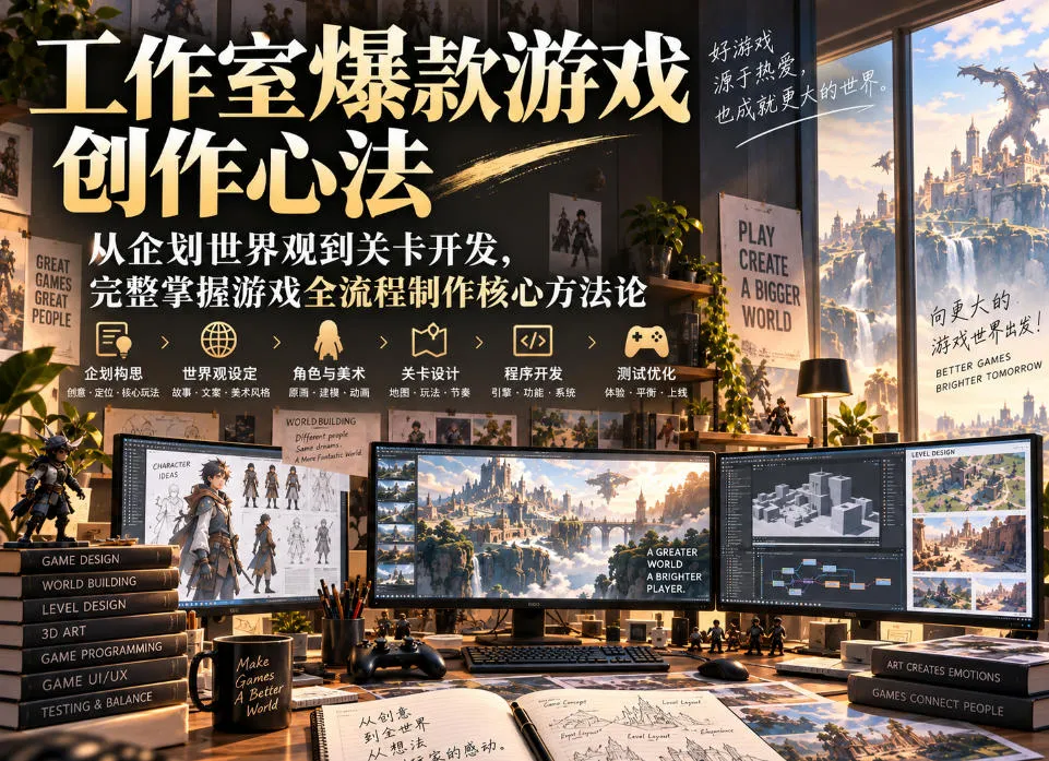 工作室爆款游戏创作心法｜从企划世界观到关卡开发，完整掌握游戏全流程制作核心方法论-梦帆创业网