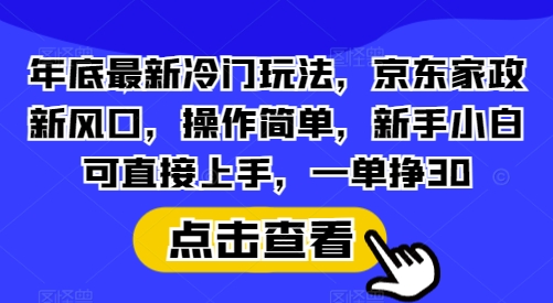 年底最新冷门玩法，京东家政新风口，操作简单，新手小白可直接上手，一单挣30【揭秘】-梦帆创业网