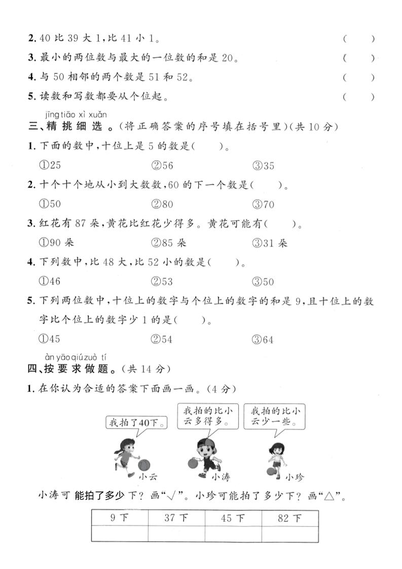 2025青岛63一下数学第四单元拔尖测试卷2-梦帆创业网