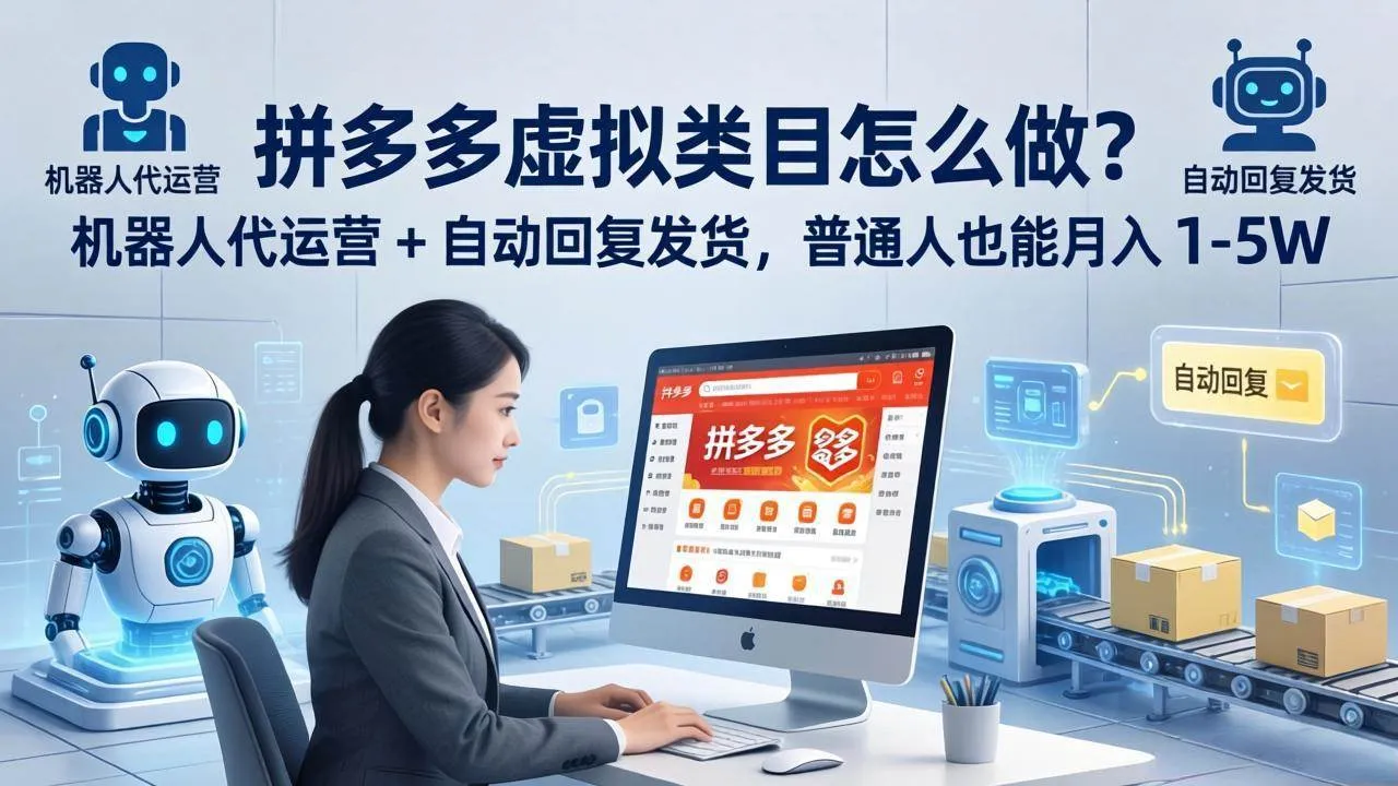 （18111期）拼多多虚拟类目怎么做？机器人代运营 + 自动回复发货，普通人也能月入 1-5W-梦帆创业网