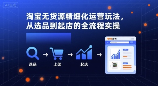 淘宝无货源精细化运营玩法，从选品到起店的全流程实操-梦帆创业网