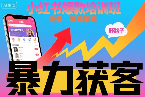 小红书爆款培训班，小红书获客野路子流量打法，暴力持续获客-梦帆创业网