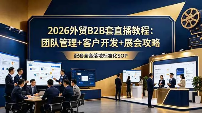 （18994期）2026外贸B2B套直播教程：团队管理+客户开发+展会攻略，配套全套落地标准化SOP-梦帆创业网