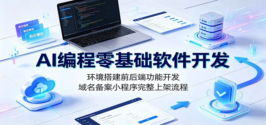AI编程零基础软件开发：环境搭建前后端功能开发，域名备案小程序完整上架流程-梦帆创业网