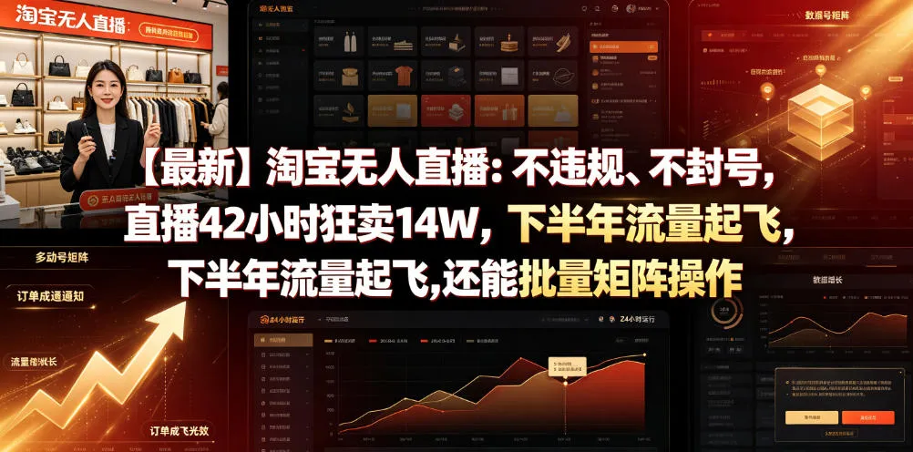 【最新】淘宝无人直播：不违规、不封号，直播42小时狂卖14W，下半年流量起飞，还能批量矩阵操作【揭秘】-梦帆创业网