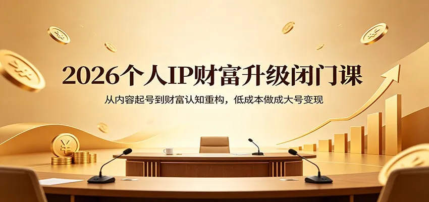 2026个人IP财富升级闭门课：从内容起号到财富认知重构，低成本做成大号变现-梦帆创业网