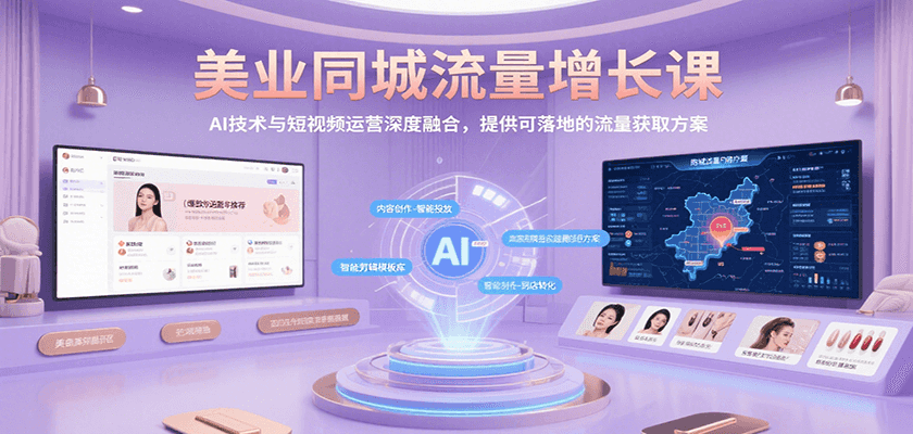 美业同城流量增长课，AI技术与短视频运营深度融合，提供可落地的流量获取方案-梦帆创业网