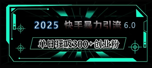 2025年快手6.0保姆级教程震撼来袭，单日狂吸300+精准创业粉-梦帆创业网