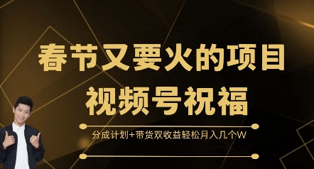 春节又要火的项目视频号祝福，分成计划+带货双收益，轻松月入几个W【揭秘】-梦帆创业网