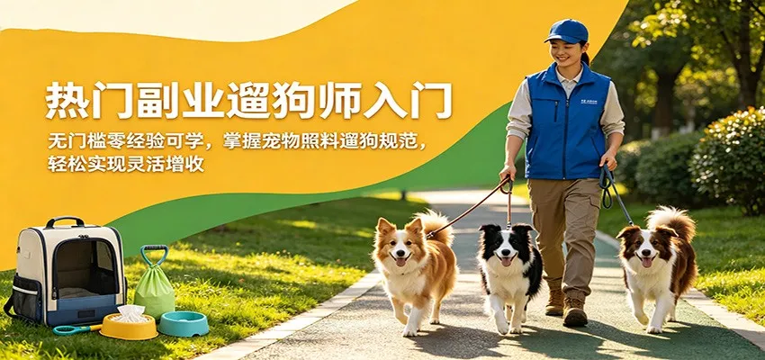 热门副业遛狗师入门，无门槛零经验可学，掌握宠物照料遛狗规范，轻松实现灵活增收-梦帆创业网