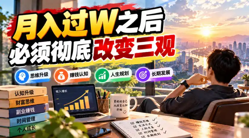 某公众号付费文章：月入过W之后，必须彻底改变三观-梦帆创业网