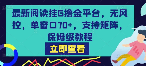 最新阅读挂G撸金平台，无风控，单窗口70+，支持矩阵，保姆级教程【揭秘】-梦帆创业网
