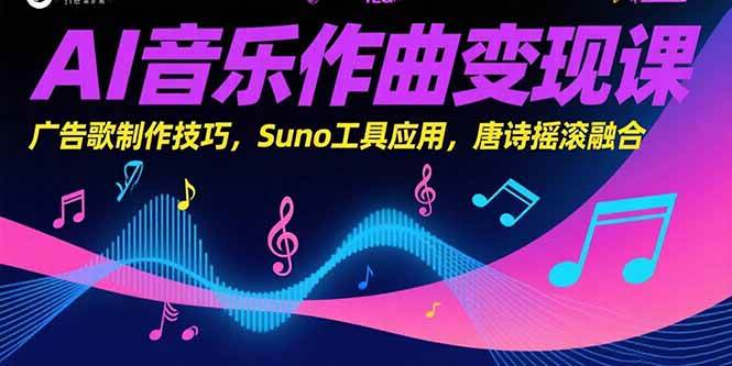 （15370期）AI音乐作曲变现课，广告歌制作技巧，Suno工具应用，唐诗摇滚融合-梦帆创业网