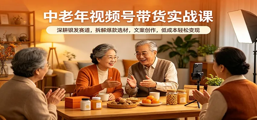 中老年视频号带货实战课：深耕银发赛道，拆解爆款选材，文案创作，低成本轻松变现-梦帆创业网