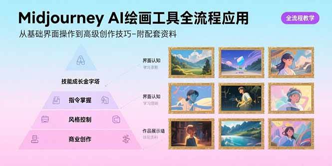 （15628期）Midjourney AI绘画工具全流程应用，从基础界面操作到高级创作-附配套资料-梦帆创业网