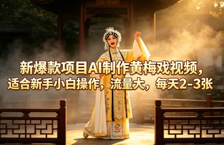 新爆款项目AI制作黄梅戏视频，适合新手小白操作，流量大，每天2-3张-梦帆创业网