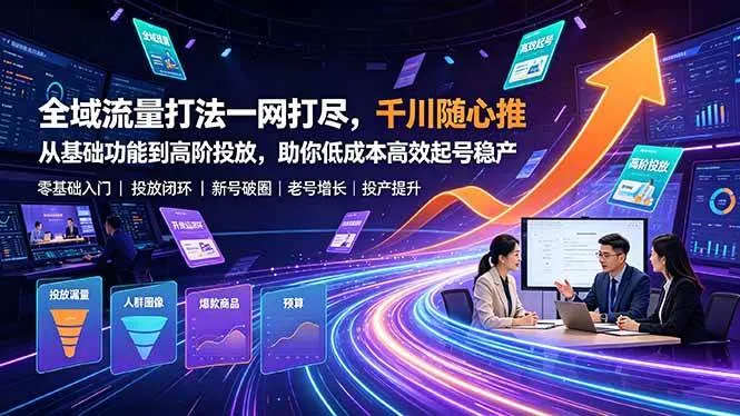 （19242期）全域流量打法一网打尽，千川随心推从基础功能到高阶投放，助你低成本高效起号稳产-梦帆创业网