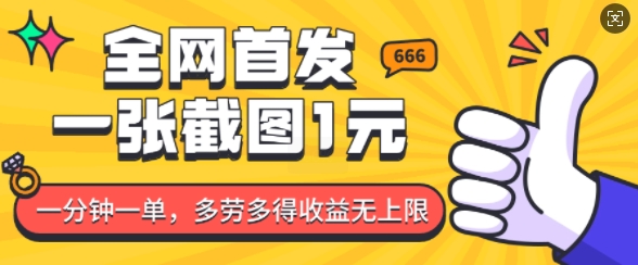 全网首发，一张截图1块钱，一分钟一单，多劳多得，收益无上限-梦帆创业网