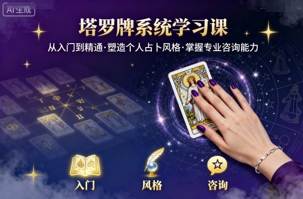 塔罗牌系统学习课，助你从入门到精通，塑造个人占卜风格，掌握专业咨询能力-梦帆创业网