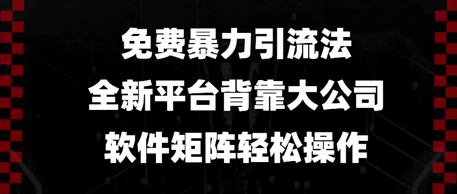 （13745期）免费暴力引流法，全新平台，背靠大公司，软件矩阵轻松操作-梦帆创业网