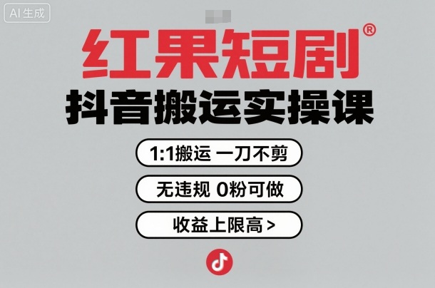 红果短剧拉新之抖音搬运实操课，1：1搬运，一刀不剪，无违规，0粉可做，收益上限高-梦帆创业网