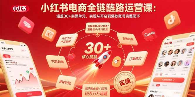 （15751期）小红书电商全链路运营课：涵盖30+实操单元，实现从开店到爆款账号完整闭环-梦帆创业网