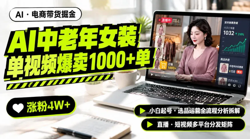 AI中老年服装带货赛道新玩法，一个视频卖出1000多单涨粉4W+，小白起号选品运营全流程分析拆解-梦帆创业网