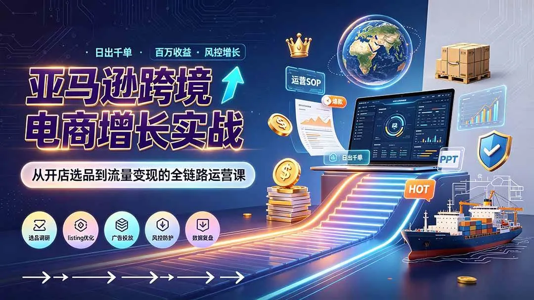 （19308期）亚马逊0-1孵化特训营8期：从注册风控到稳定日出千单实战，规避审核封店风险，标准化执行流程落地-梦帆创业网