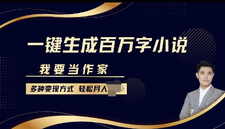 我要当作家，一键生成百万字小说，多种变现方式，轻松月入过W+-梦帆创业网
