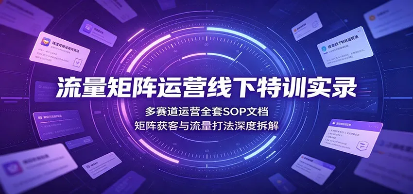 流量矩阵运营线下特训实录：多赛道运营全套SOP文档，矩阵获客与流量打法深度拆解-梦帆创业网