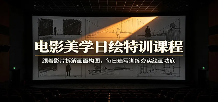 电影美学日绘特训课程：跟着影片拆解画面构图，每日速写训练夯实绘画功底-梦帆创业网