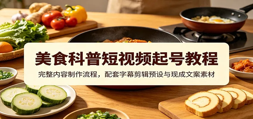 美食科普短视频起号教程：完整内容制作流程，配套字幕剪辑预设与现成文案素材-梦帆创业网