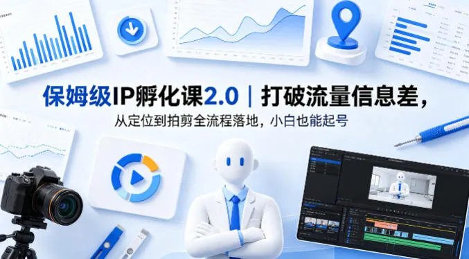 保姆级IP孵化课2.0｜打破流量信息差，从定位到拍剪全流程落地，小白也能起号-梦帆创业网