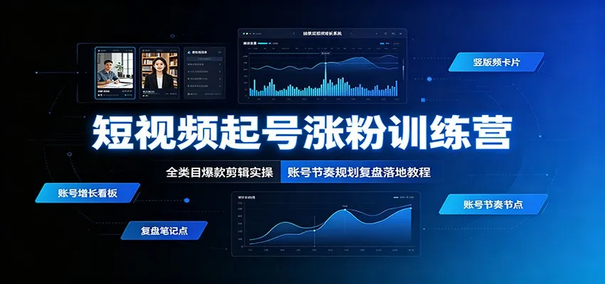 短视频起号涨粉训练营：全类目爆款剪辑实操，账号节奏规划复盘落地教程-梦帆创业网
