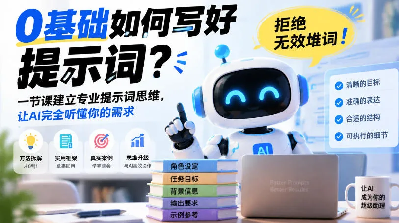0基础如何写好提示词，拒绝无效堆词！一节课建立专业提示词思维，让AI完全听懂你的需求-梦帆创业网