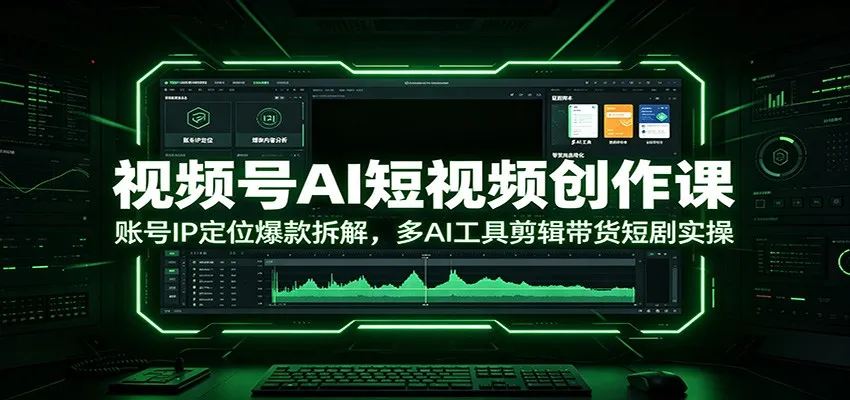 视频号AI短视频创作课：账号IP定位爆款拆解，多AI工具剪辑带货短剧实操-梦帆创业网