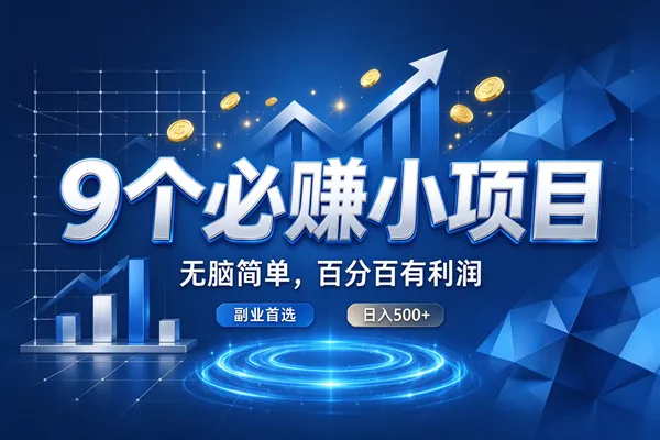 （20868期）9个必赚的小项目，超级无脑简单，百分百赚米的，副业首选，日收500+-梦帆创业网