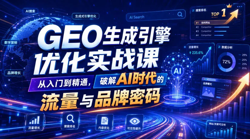 GEO生成引擎优化实战课，从入门到精通，破解AI时代的流量与品牌密码-梦帆创业网
