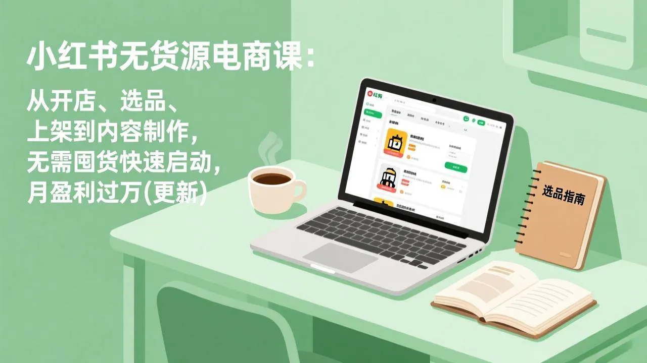 （19512期）小红书无货源电商课(7月更新)：从开店、选品、上架到内容制作，无需囤货快速启动，月盈利过万-梦帆创业网