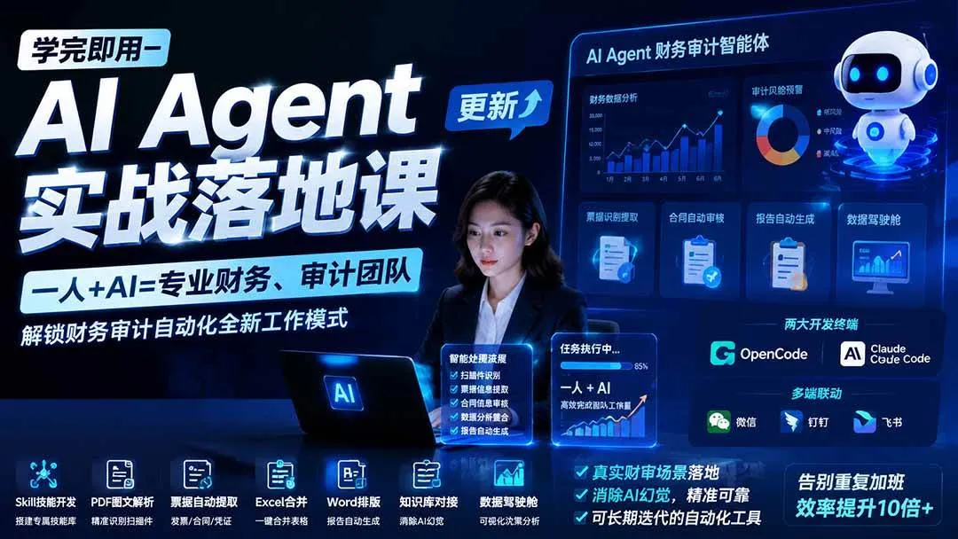 （20625期）【无水印】学完 即用-AI Agent实操落地课-更新0924：一人 + AI=专业财务、审计团队，解锁财务审计自动化全新工作模式-梦帆创业网
